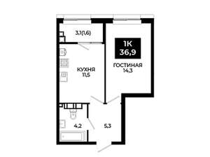 1-к квартира, вторичка, 37м2, 9/24 этаж