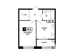 1-к квартира, вторичка, 35м2, 3/14 этаж
