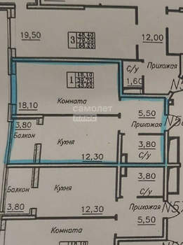 1-к квартира, вторичка, 44м2, 7/22 этаж