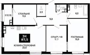 2-к квартира, вторичка, 88м2, 13/24 этаж