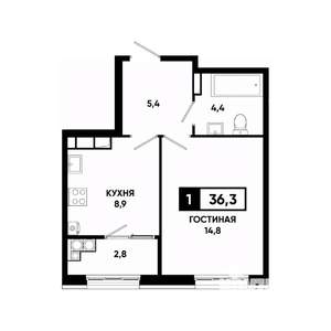 1-к квартира, вторичка, 36м2, 15/18 этаж