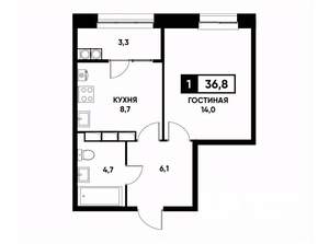 1-к квартира, вторичка, 37м2, 20/20 этаж