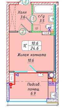 Студия квартира, вторичка, 25м2, 11/21 этаж
