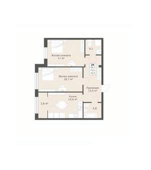 2-к квартира, вторичка, 77м2, 12/12 этаж
