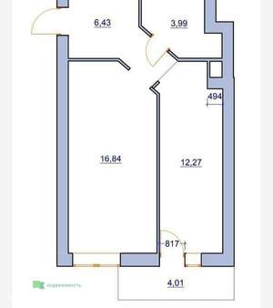 1-к квартира, вторичка, 40м2, 7/16 этаж