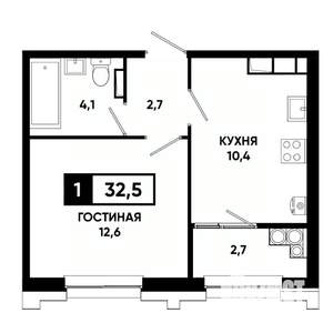 1-к квартира, вторичка, 33м2, 19/21 этаж