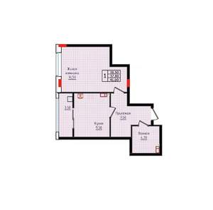 1-к квартира, вторичка, 41м2, 6/10 этаж