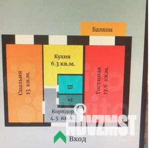 2-к квартира, вторичка, 45м2, 2/5 этаж