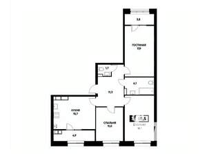 3-к квартира, вторичка, 89м2, 21/22 этаж