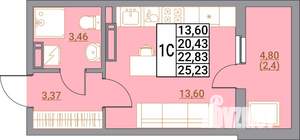 Студия квартира, вторичка, 25м2, 10/21 этаж