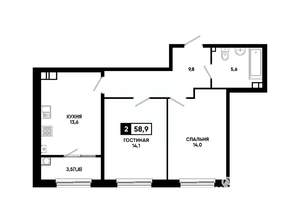 2-к квартира, вторичка, 59м2, 4/24 этаж