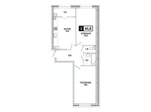 2-к квартира, вторичка, 65м2, 5/16 этаж