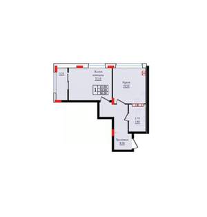 1-к квартира, вторичка, 38м2, 6/10 этаж
