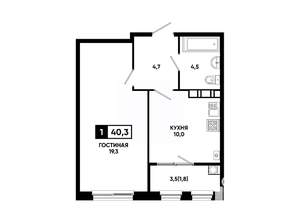 1-к квартира, вторичка, 40м2, 9/24 этаж