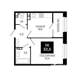 1-к квартира, вторичка, 33м2, 6/24 этаж