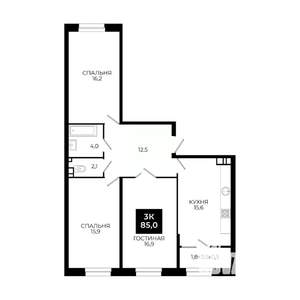 3-к квартира, вторичка, 85м2, 6/24 этаж