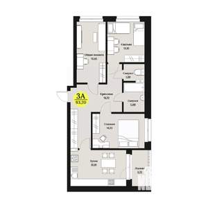 3-к квартира, строящийся дом, 93м2, 3/12 этаж
