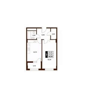1-к квартира, вторичка, 49м2, 6/14 этаж