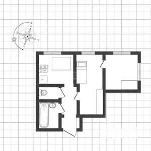 2-к квартира, вторичка, 49м2, 1/2 этаж
