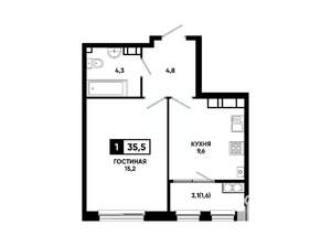 1-к квартира, вторичка, 36м2, 15/24 этаж