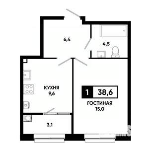 1-к квартира, вторичка, 39м2, 2/19 этаж