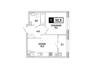 1-к квартира, вторичка, 33м2, 8/8 этаж