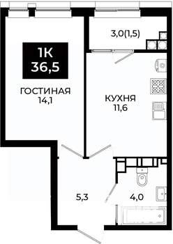 1-к квартира, вторичка, 37м2, 21/24 этаж