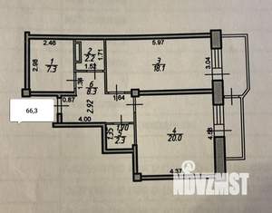 2-к квартира, вторичка, 66м2, 5/13 этаж