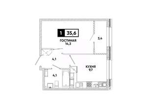 1-к квартира, вторичка, 36м2, 13/16 этаж
