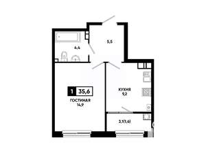 1-к квартира, вторичка, 36м2, 6/24 этаж