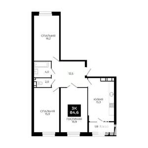 3-к квартира, вторичка, 85м2, 24/24 этаж
