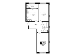 2-к квартира, вторичка, 61м2, 16/24 этаж