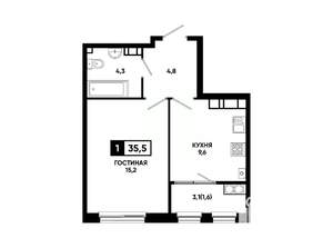 1-к квартира, вторичка, 36м2, 17/24 этаж