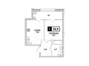 1-к квартира, вторичка, 37м2, 5/16 этаж