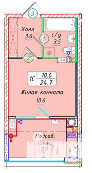 Студия квартира, вторичка, 25м2, 3/22 этаж