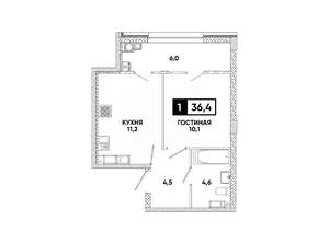 1-к квартира, вторичка, 36м2, 14/16 этаж