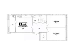 1-к квартира, вторичка, 65м2, 2/12 этаж