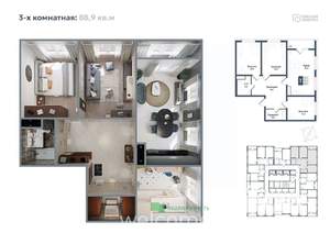 3-к квартира, вторичка, 89м2, 6/20 этаж