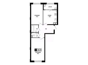 2-к квартира, вторичка, 61м2, 8/24 этаж