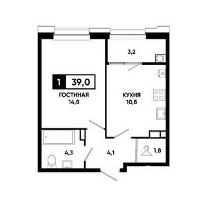1-к квартира, вторичка, 39м2, 7/20 этаж