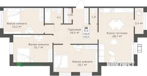 3-к квартира, вторичка, 110м2, 7/14 этаж