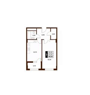 1-к квартира, вторичка, 49м2, 13/14 этаж