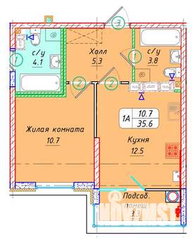 1-к квартира, вторичка, 36м2, 13/22 этаж
