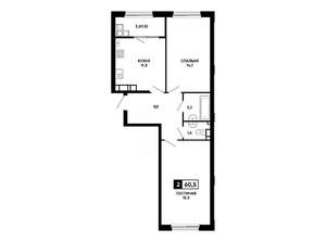 2-к квартира, вторичка, 61м2, 13/24 этаж