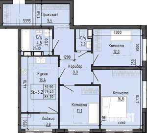 3-к квартира, вторичка, 83м2, 2/25 этаж