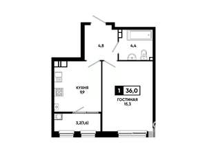 1-к квартира, вторичка, 36м2, 3/24 этаж