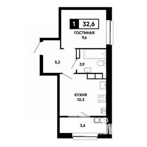 1-к квартира, строящийся дом, 33м2, 17/19 этаж