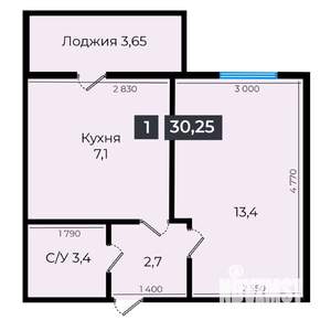 1-к квартира, вторичка, 30м2, 6/16 этаж