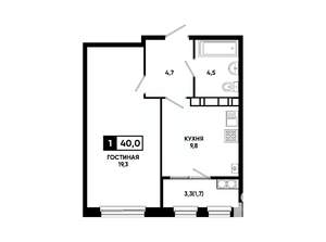 1-к квартира, вторичка, 40м2, 15/24 этаж