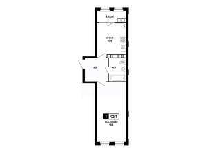 1-к квартира, вторичка, 42м2, 15/24 этаж